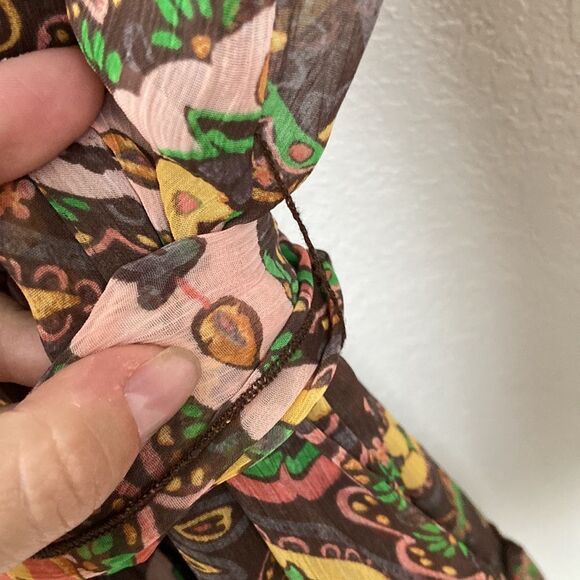 Vintage American Rag Paisley Off The Shoulder Mini Belted Dress size XS - Picture 6 of 11